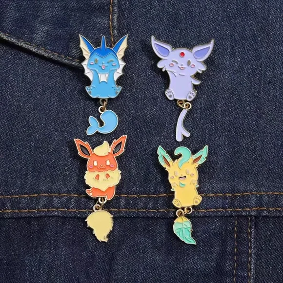 3 For $35 Pokemon Espeon Eeveelution Enameled Pin Brooch Hanging Moving Tail - Picture 10 of 12